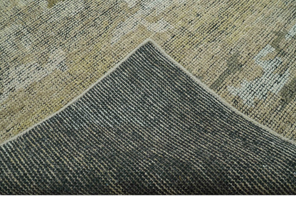 Brown And Silver Abstract Design Hand Knotted Custom Made wool rug.