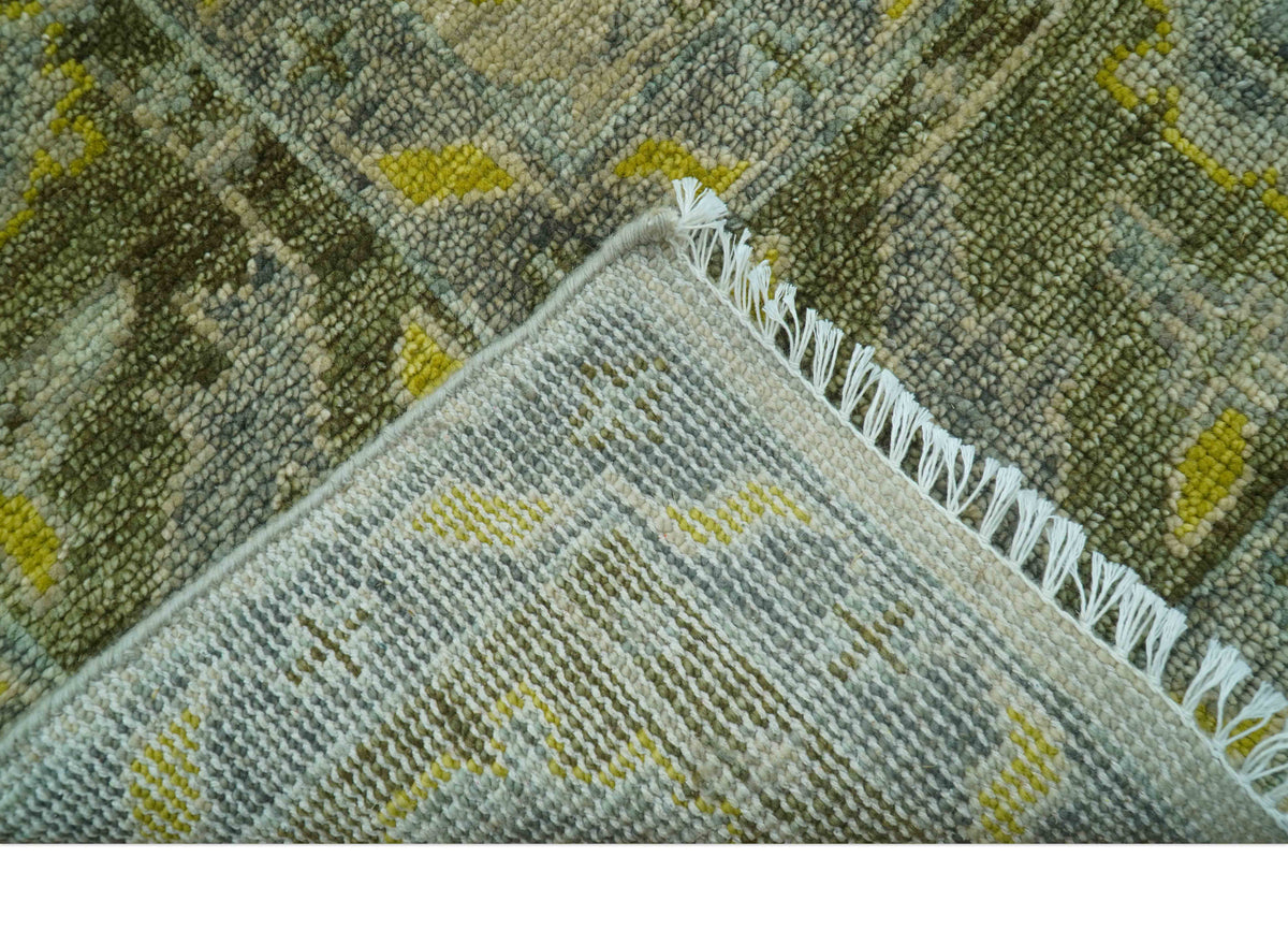 Custom Made Beige And Gray Traditional Hand Knotted wool area rug.