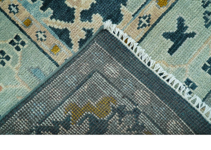 Custom Made Traditional Donegal Design Blue Hand Knotted wool area rug.