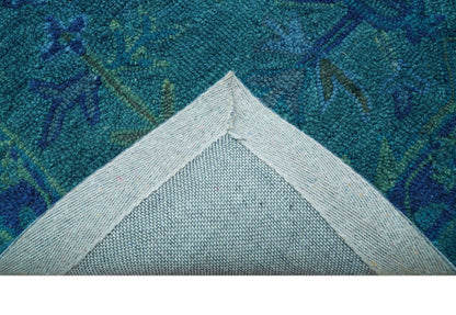 Custom Made Overdyed Traditional Oushak Blue Hand Tufted Wool Area Rug.