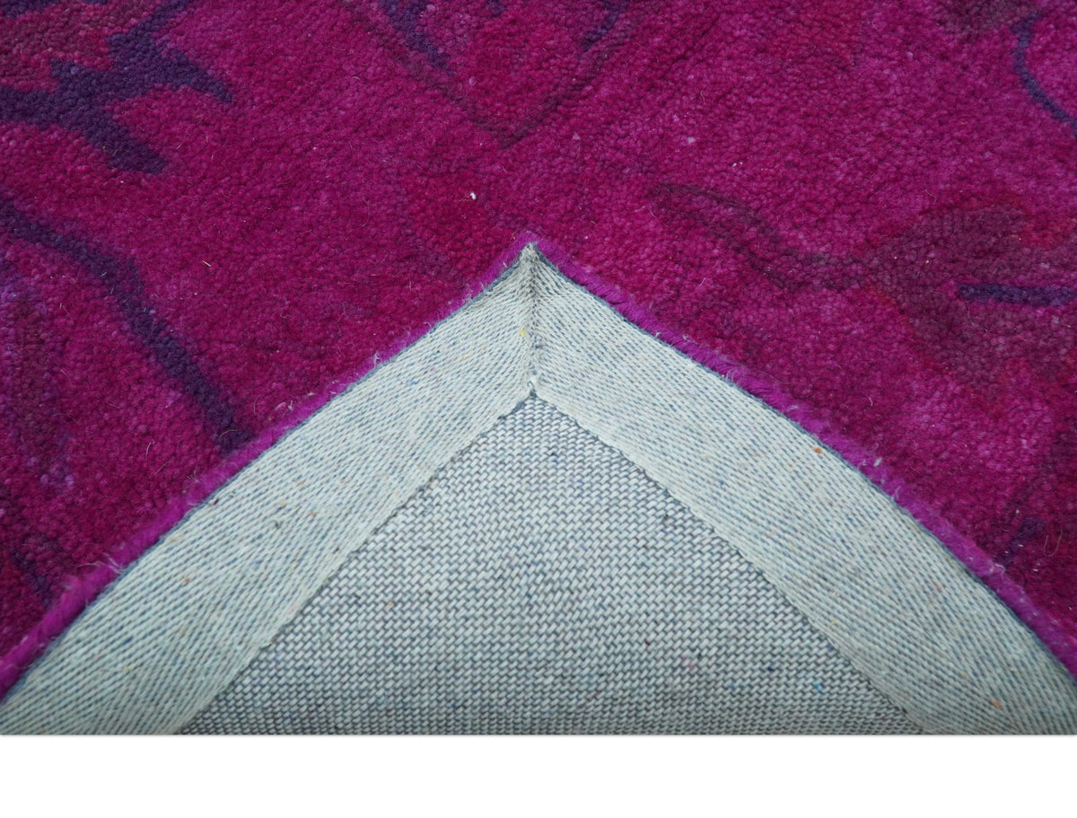 Custom Made Overdyed Pink Traditional Oushak Hand Tufted Wool Area Rug.