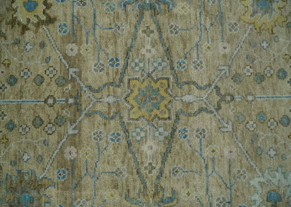 Hand Knotted Beige, Ivory and Gray Traditional Oushak Custom Made Wool Rug.