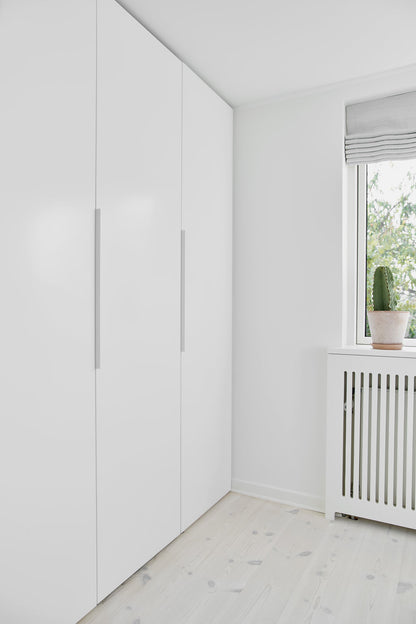 Glossy White "Edge Straight" Tab Drawer Pulls