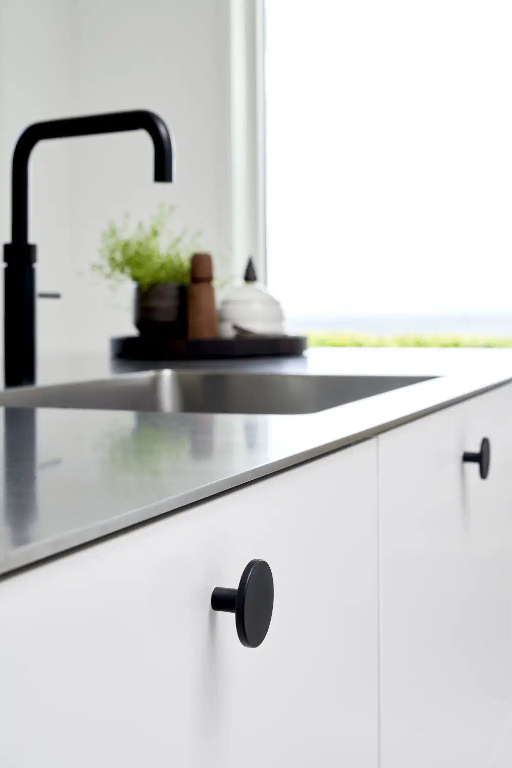 Dyed Black "Plato" Cabinet Knob and Drawer Pull.