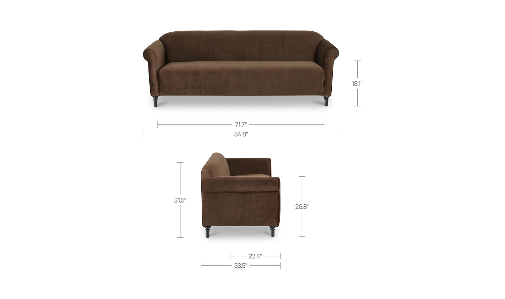 Harmony Sofa Dark Brown Faux Mohair.