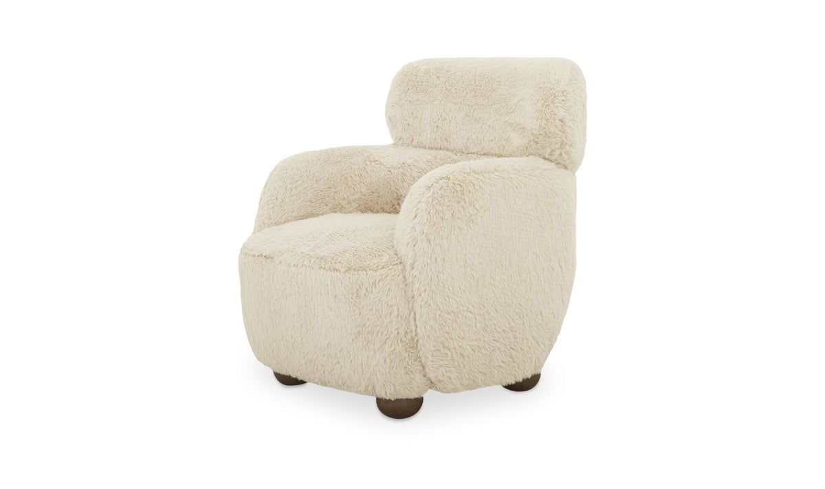 Wales Accent Chair Cream Faux Fur.