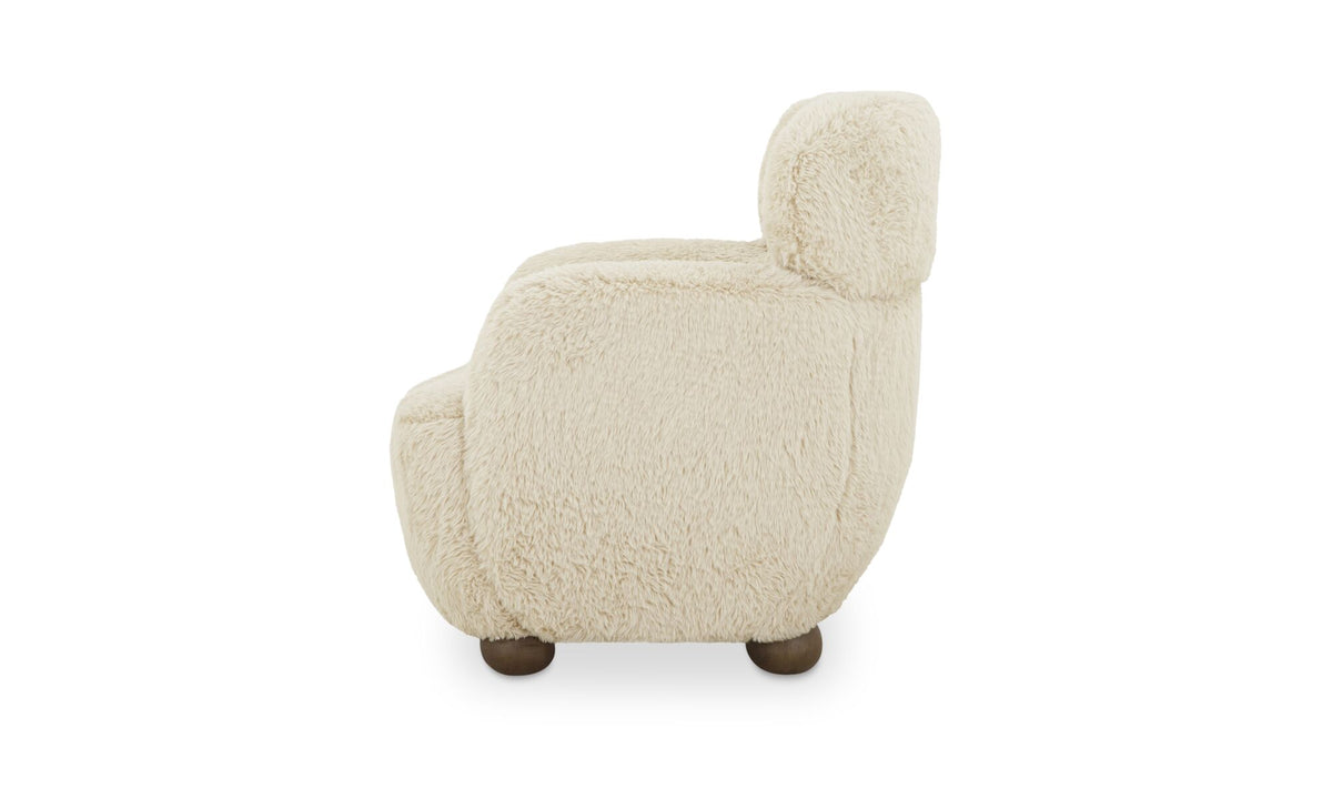 Wales Accent Chair Cream Faux Fur.