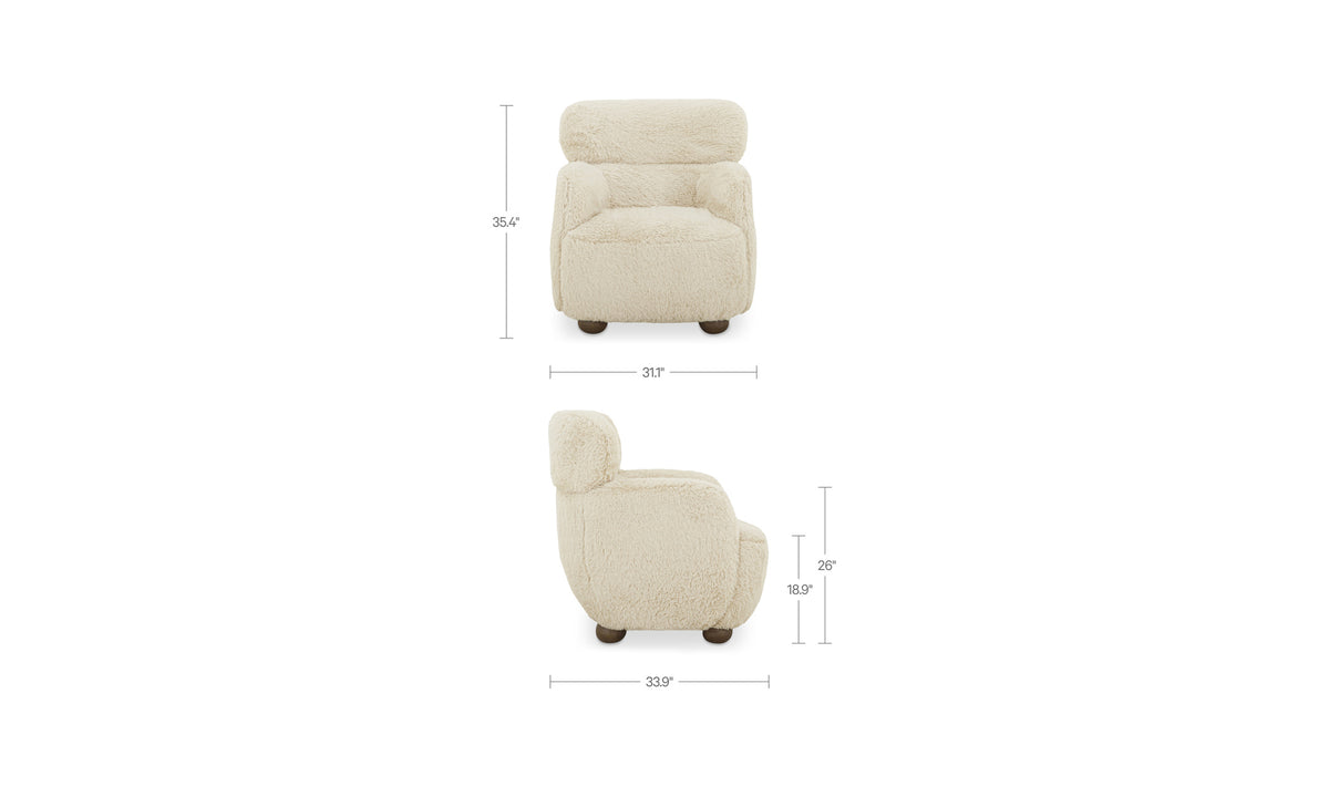 Wales Accent Chair Cream Faux Fur.