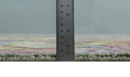 Gray and Olive Wool Colorful Hand knotted Traditional Oushak Multi Size wool Area Rug.