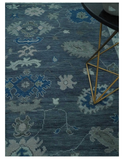 Hand Knotted Gray and Silver Traditional Multi Size Oushak Wool Rug.