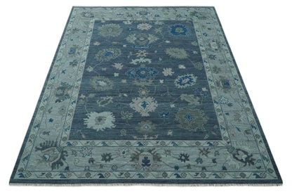 Hand Knotted Gray and Silver Traditional Multi Size Oushak Wool Rug.
