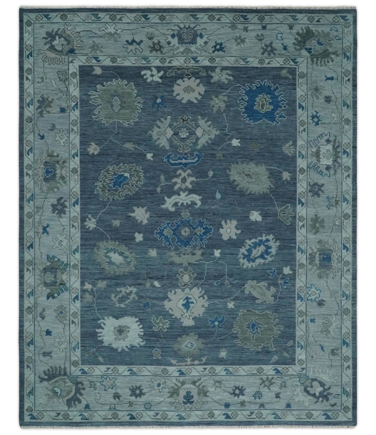 Hand Knotted Gray and Silver Traditional Multi Size Oushak Wool Rug.