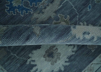 Hand Knotted Gray and Silver Traditional Multi Size Oushak Wool Rug.