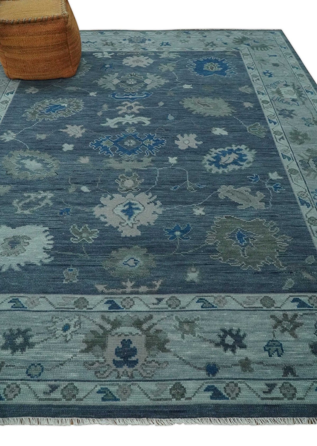 Hand Knotted Gray and Silver Traditional Multi Size Oushak Wool Rug.