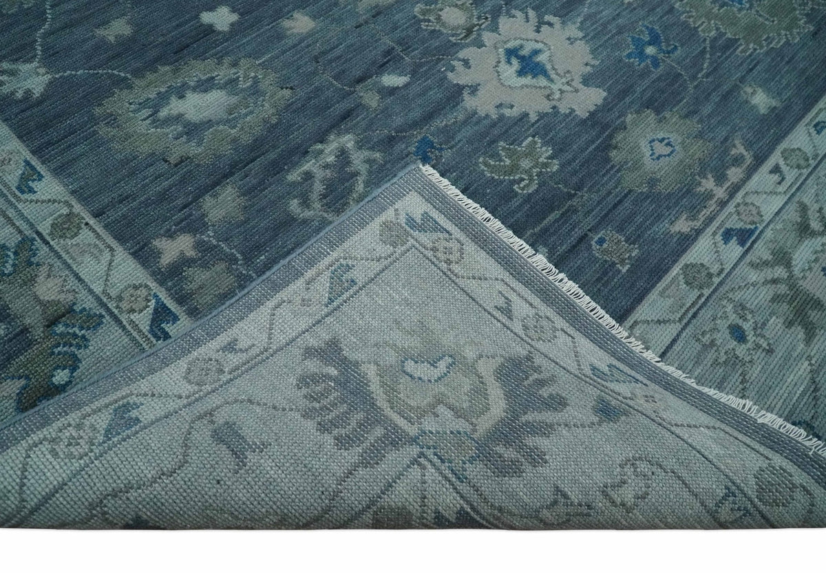 Hand Knotted Gray and Silver Traditional Multi Size Oushak Wool Rug.