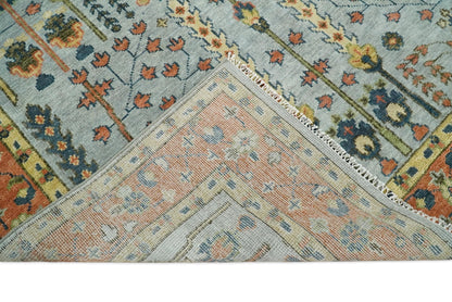 Hand Knotted Rust and Blue Traditional Turkish Tree of Life Multi Size Wool Rug.