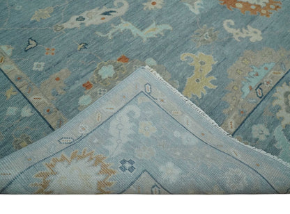 Gray and Beige Hand knotted Traditional Oushak Wool Area Rug.