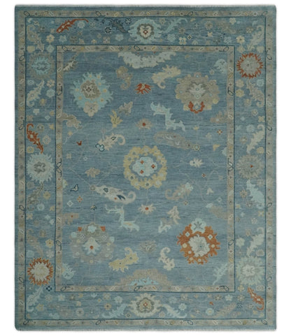 Gray and Beige Hand knotted Traditional Oushak Wool Area Rug.