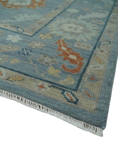 Gray and Beige Hand knotted Traditional Oushak Wool Area Rug.