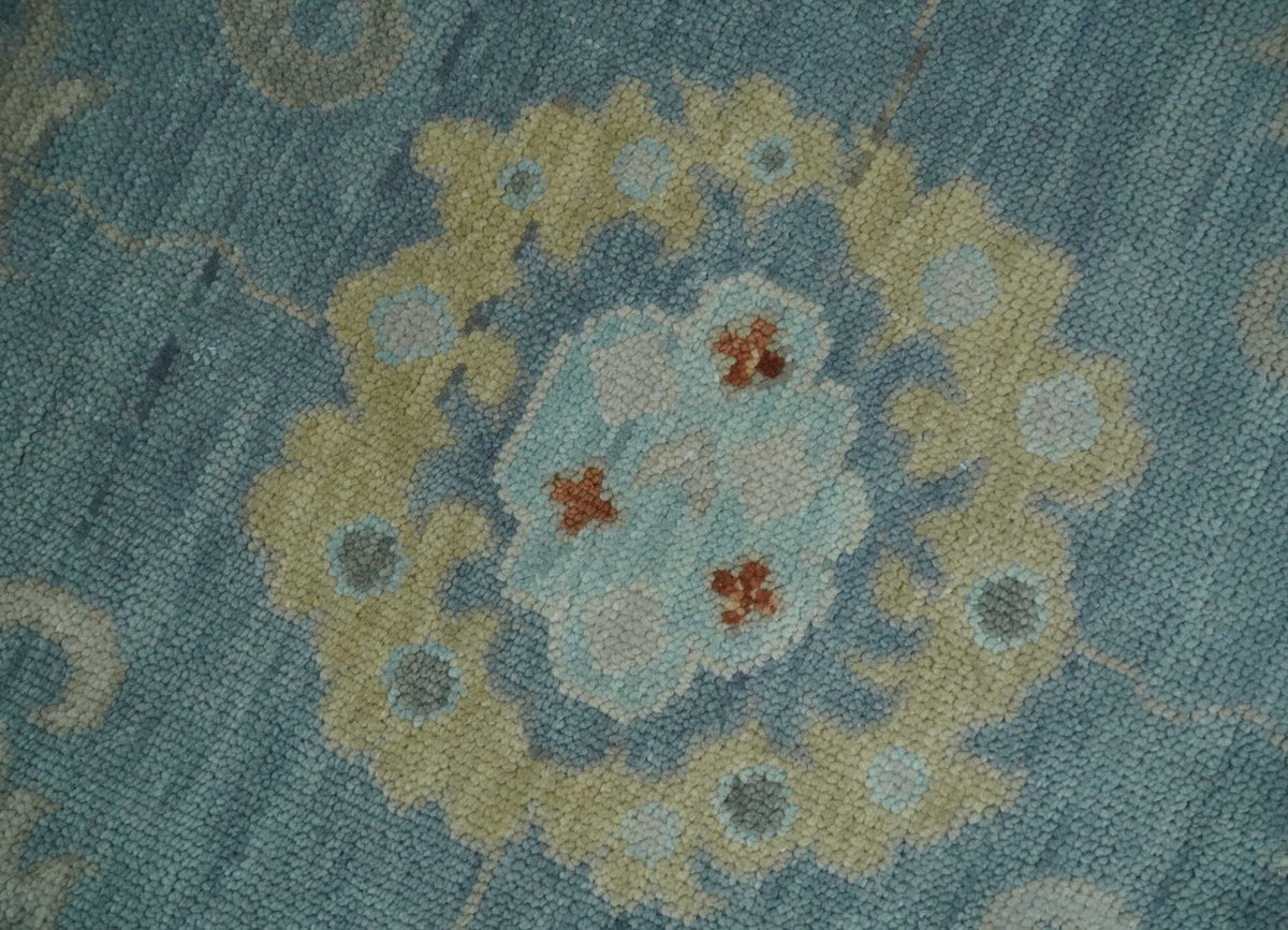 Gray and Beige Hand knotted Traditional Oushak Wool Area Rug.