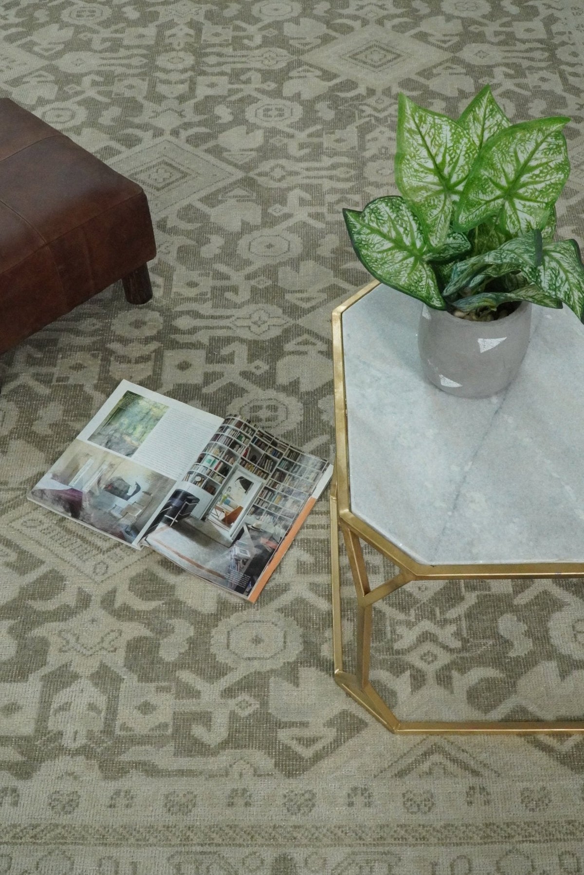 Brown and Beige Hand Knotted Wool Low Pile Vintage Area Rug.