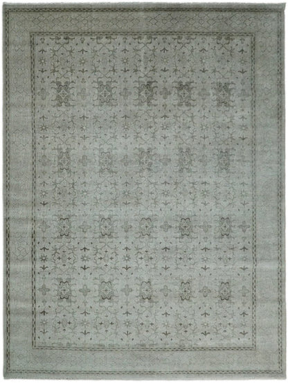 Hand Knotted Wool Blend Traditional Silver and Brown Area Rug.