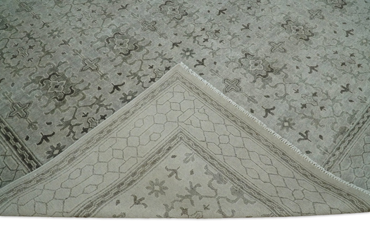 Hand Knotted Wool Blend Traditional Silver and Brown Area Rug.