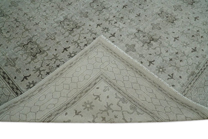 Hand Knotted Wool Blend Traditional Silver and Brown Area Rug.
