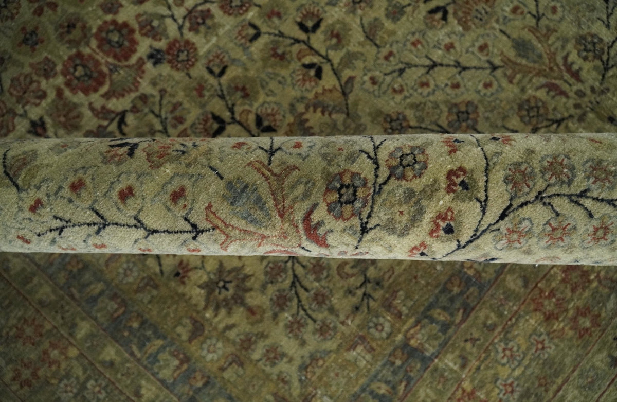 Traditional Persian Camel And Brown Hand Knotted Wool Area Rug.