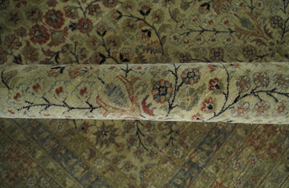 Traditional Persian Camel And Brown Hand Knotted Wool Area Rug.