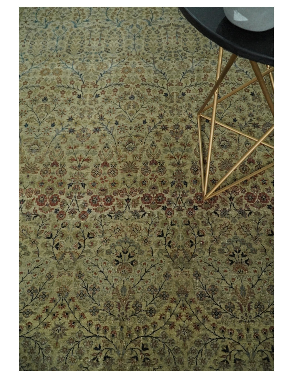 Traditional Persian Camel And Brown Hand Knotted Wool Area Rug.