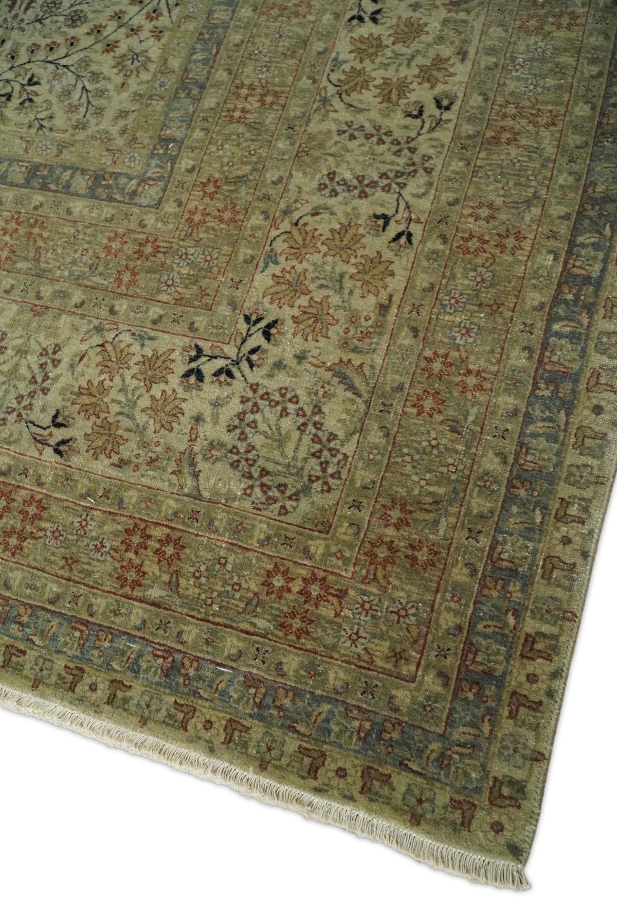 Traditional Persian Camel And Brown Hand Knotted Wool Area Rug.