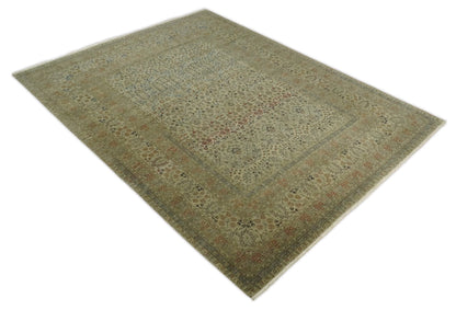 Traditional Persian Camel And Brown Hand Knotted Wool Area Rug.