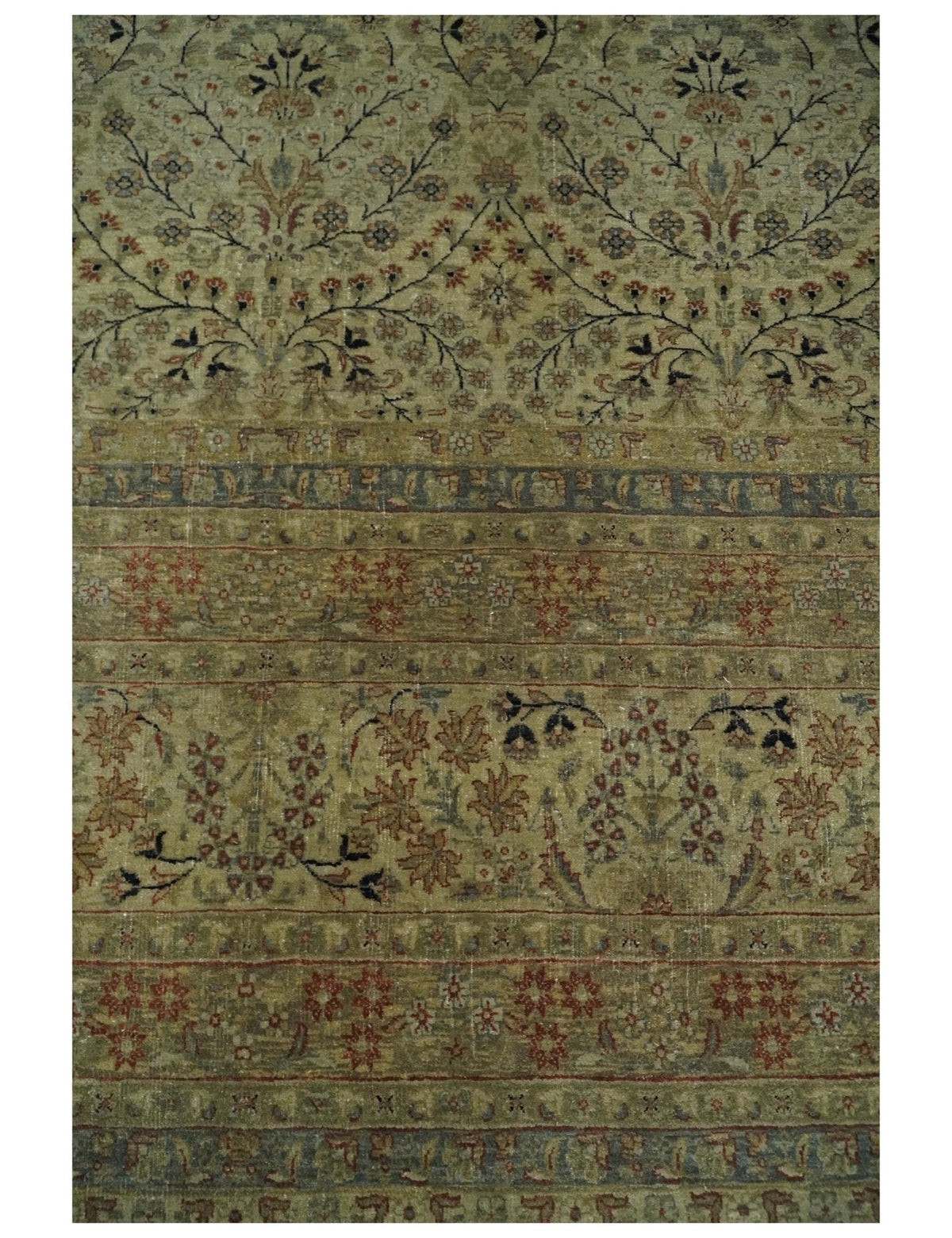 Traditional Persian Camel And Brown Hand Knotted Wool Area Rug.