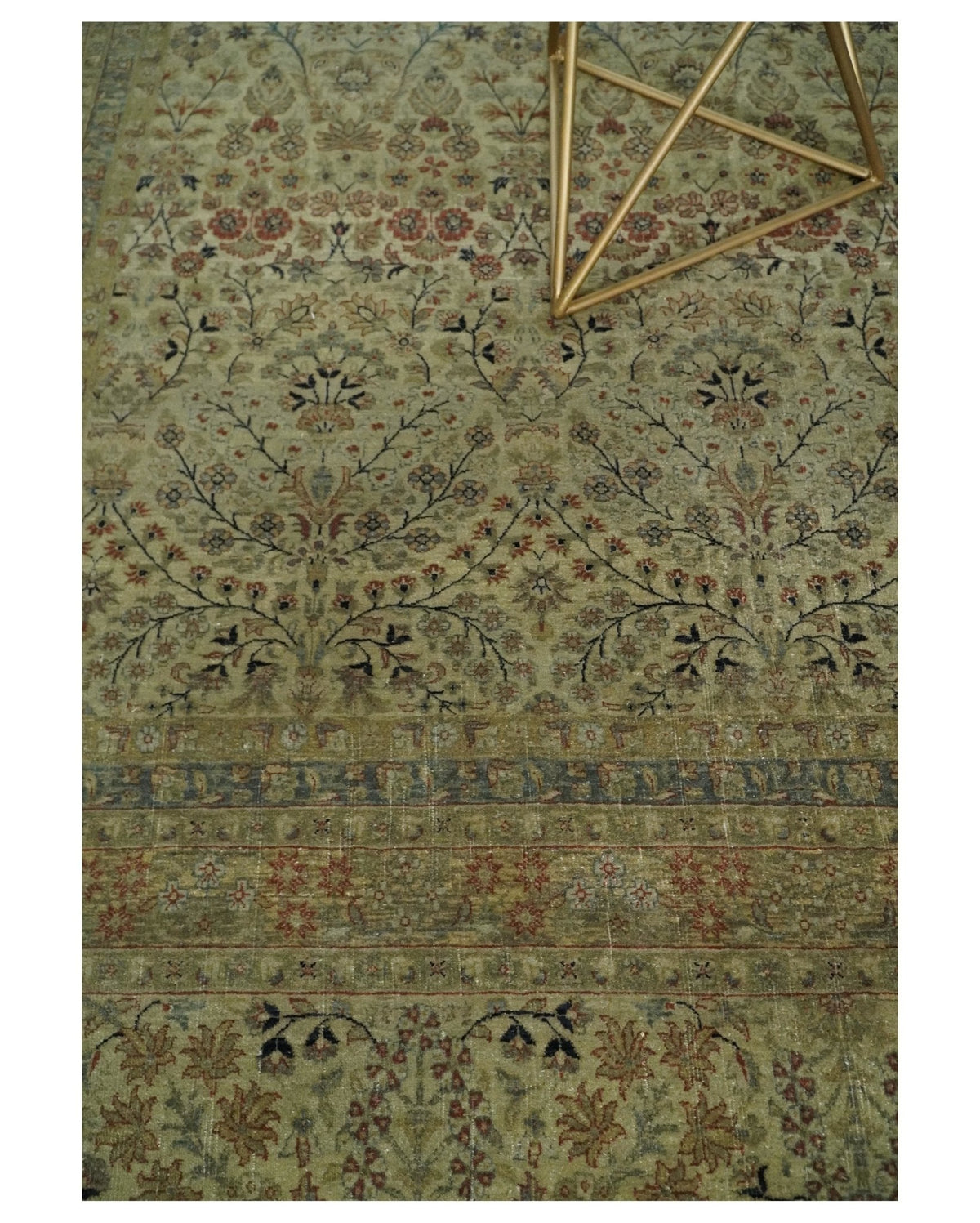 Traditional Persian Camel And Brown Hand Knotted Wool Area Rug.