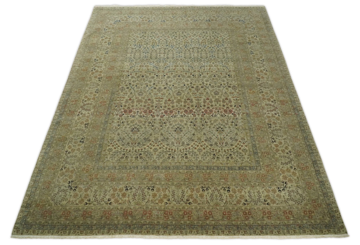 Traditional Persian Camel And Brown Hand Knotted Wool Area Rug.