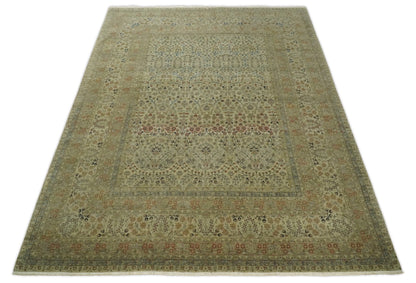 Traditional Persian Camel And Brown Hand Knotted Wool Area Rug.