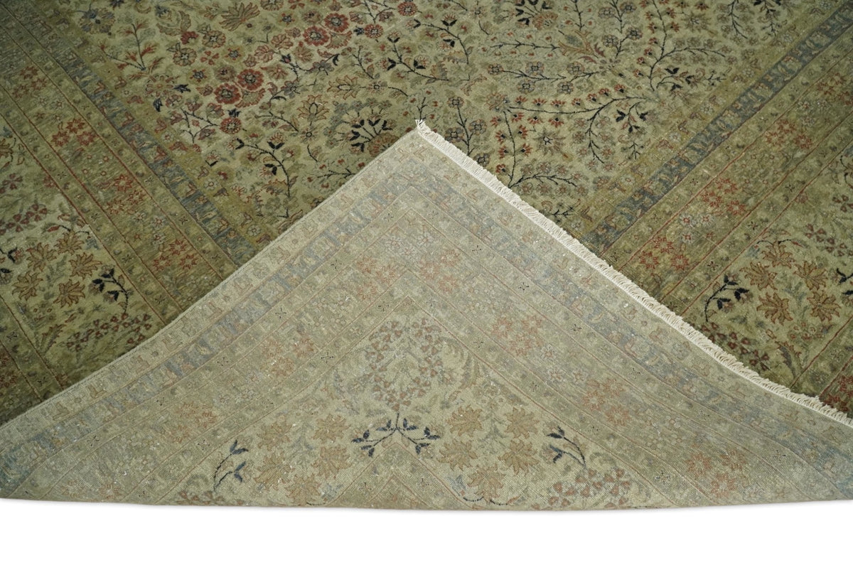 Traditional Persian Camel And Brown Hand Knotted Wool Area Rug.