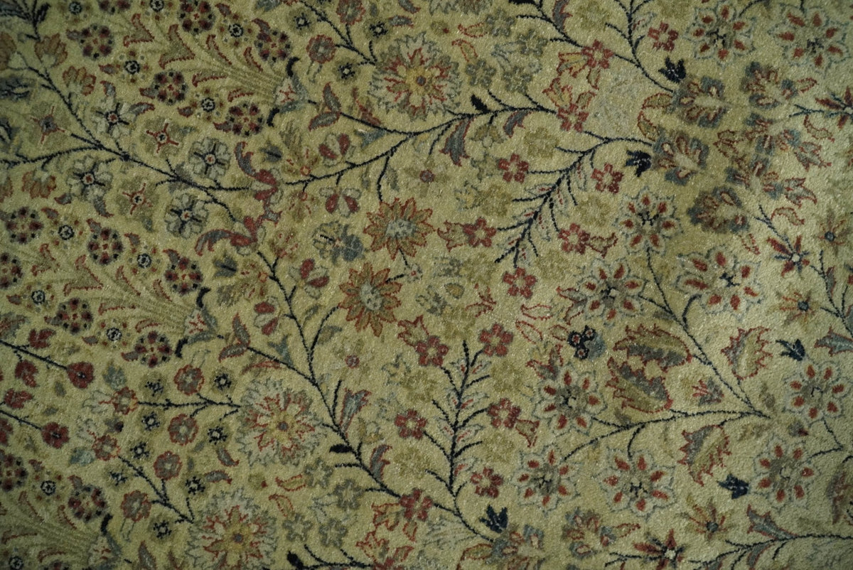 Traditional Persian Camel And Brown Hand Knotted Wool Area Rug.