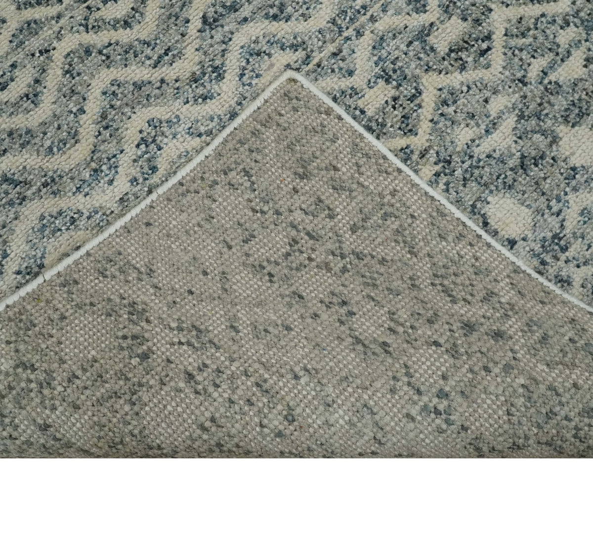 8x10 Hand Knotted Beige, Gray and Blue Modern Contemporary Southwestern Tribal Trellis Recycled Silk Area Rug | OP44.