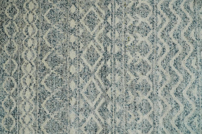 8x10 Hand Knotted Beige, Gray and Blue Modern Contemporary Southwestern Tribal Trellis Recycled Silk Area Rug | OP44.