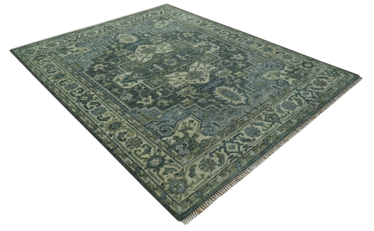 Hand Knotted Ivory, and Shades of Gray Traditional Custom made wool rug.