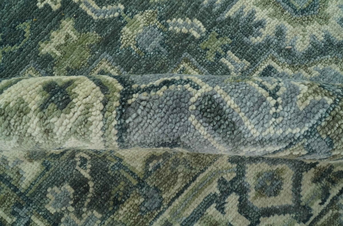 Hand Knotted Ivory, and Shades of Gray Traditional Custom made wool rug.