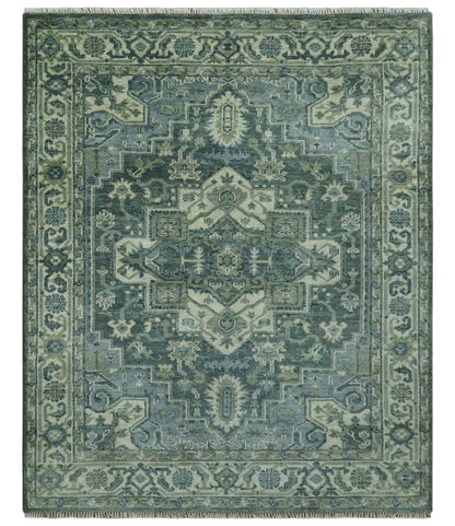 Hand Knotted Ivory, and Shades of Gray Traditional Custom made wool rug.