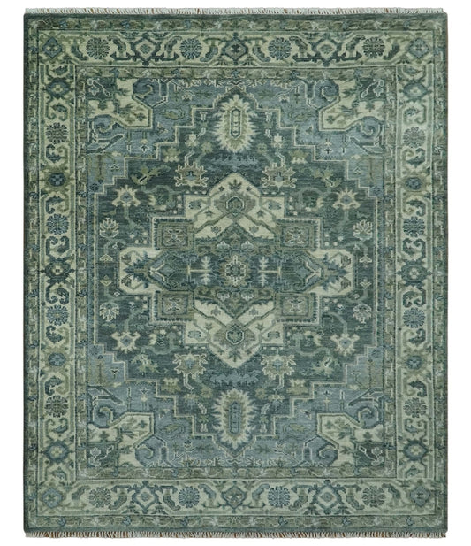 Hand Knotted Ivory, and Shades of Gray Traditional Custom made wool rug.