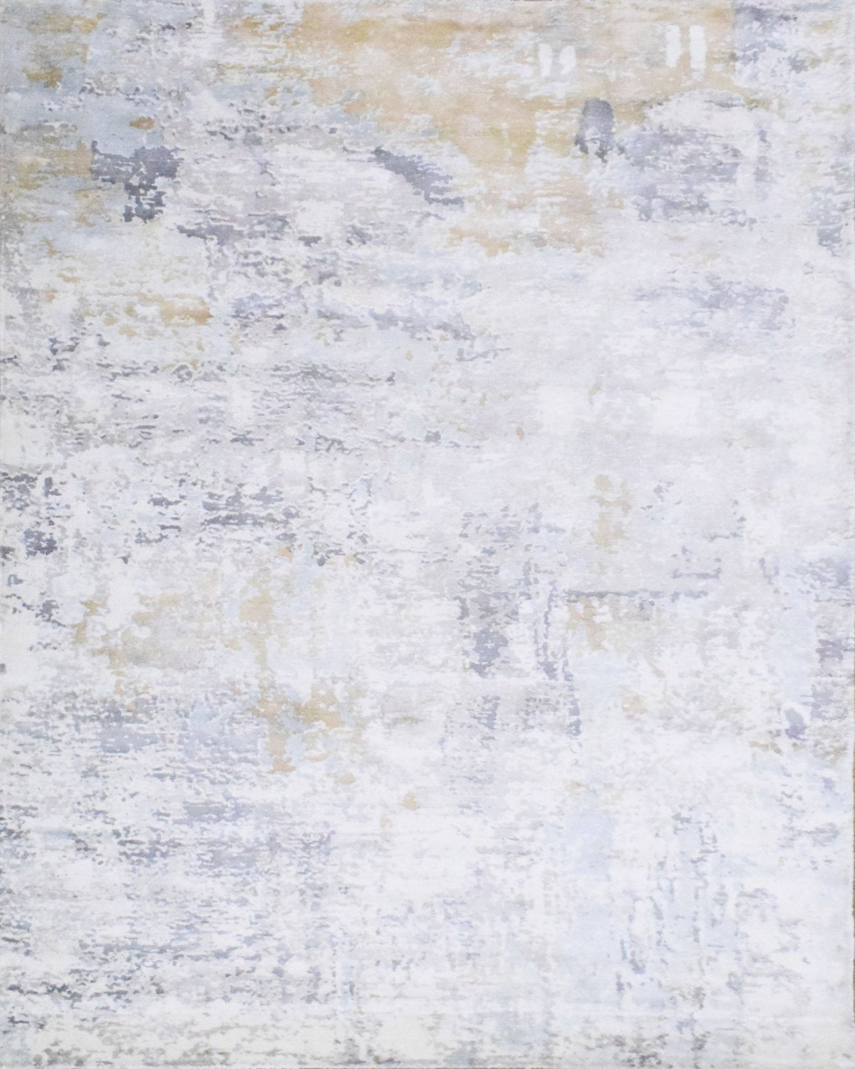 Modern Abstract Silver And Blue Hand Loom Viscose Area Rug.
