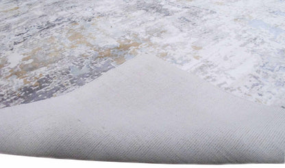 Modern Abstract Silver And Blue Hand Loom Viscose Area Rug.