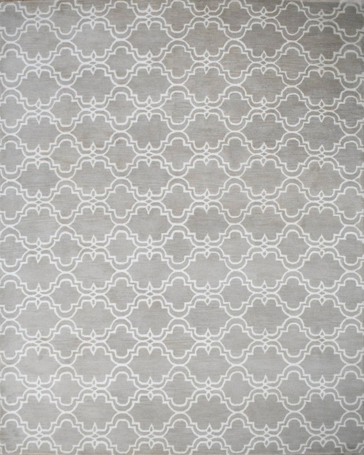 Modern Geometrical Hand Tufted Silver Wool 8x10 Area Rug.