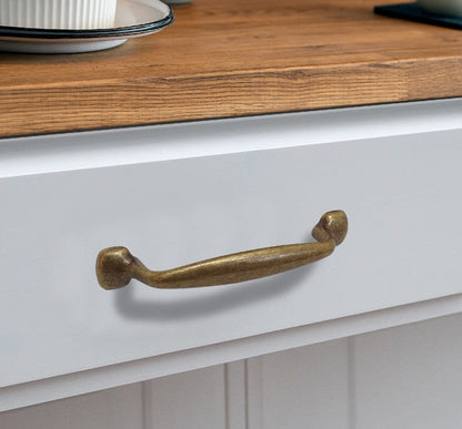 Worn Brass "Trento" Transitional Cabinet Knob and Drawer Pull.