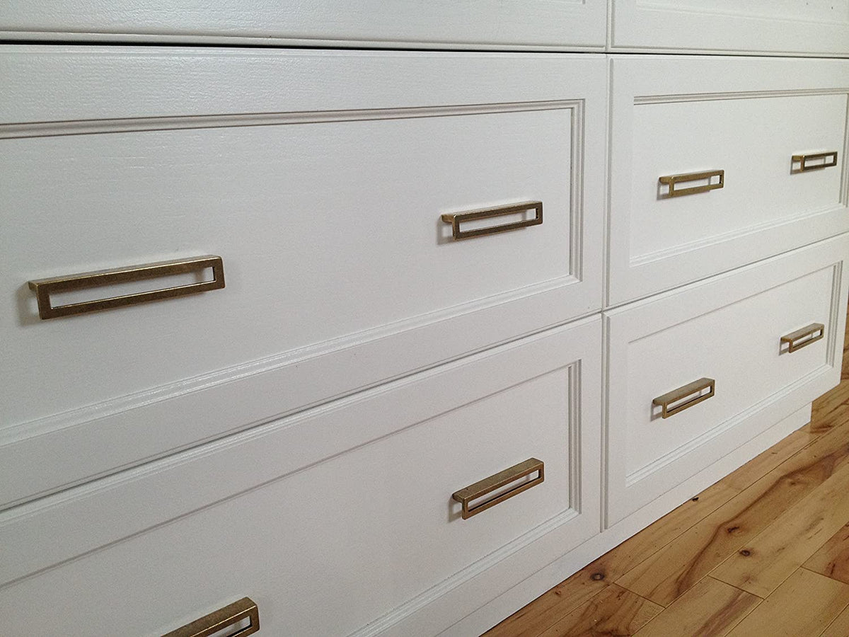 Linea Aged Brass Drawer Pulls.